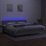 Világosszürke szövet rugós és LED-es ágy matraccal 200x200 cm 4