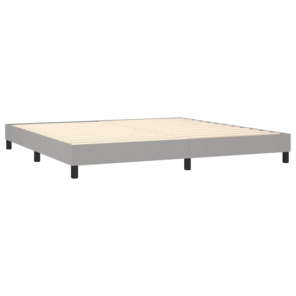 Világosszürke szövet rugós és LED-es ágy matraccal 200x200 cm 5