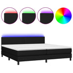 Fekete szövet rugós és LED-es ágy matraccal 200x200 cm 2