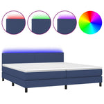 Kék szövet rugós és LED-es ágy matraccal 200 x 200 cm 2