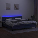 Kék szövet rugós és LED-es ágy matraccal 200 x 200 cm 4