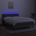 Sötétszürke szövet rugós és LED-es ágy matraccal 140x200 cm 4