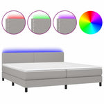 Világosszürke szövet rugós és LED-es ágy matraccal 200x200 cm 2