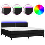 Fekete szövet rugós és LED-es ágy matraccal 200x200 cm 2