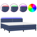 Kék szövet rugós és LED-es ágy matraccal 200 x 200 cm 2
