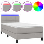 Világosszürke szövet rugós és LED-es ágy matraccal 90x190 cm 2