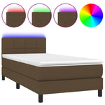 Barna szövet rugós és LED-es ágy matraccal 90x190 cm 2