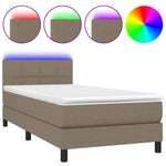 Tópszínű szövet rugós és LED-es ágy matraccal 90x200 cm 2