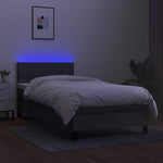 Sötétszürke szövet rugós és LED-es ágy matraccal 100x200 cm 4