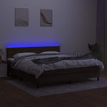 Barna szövet rugós és LED-es ágy matraccal 180 x 200 cm 4