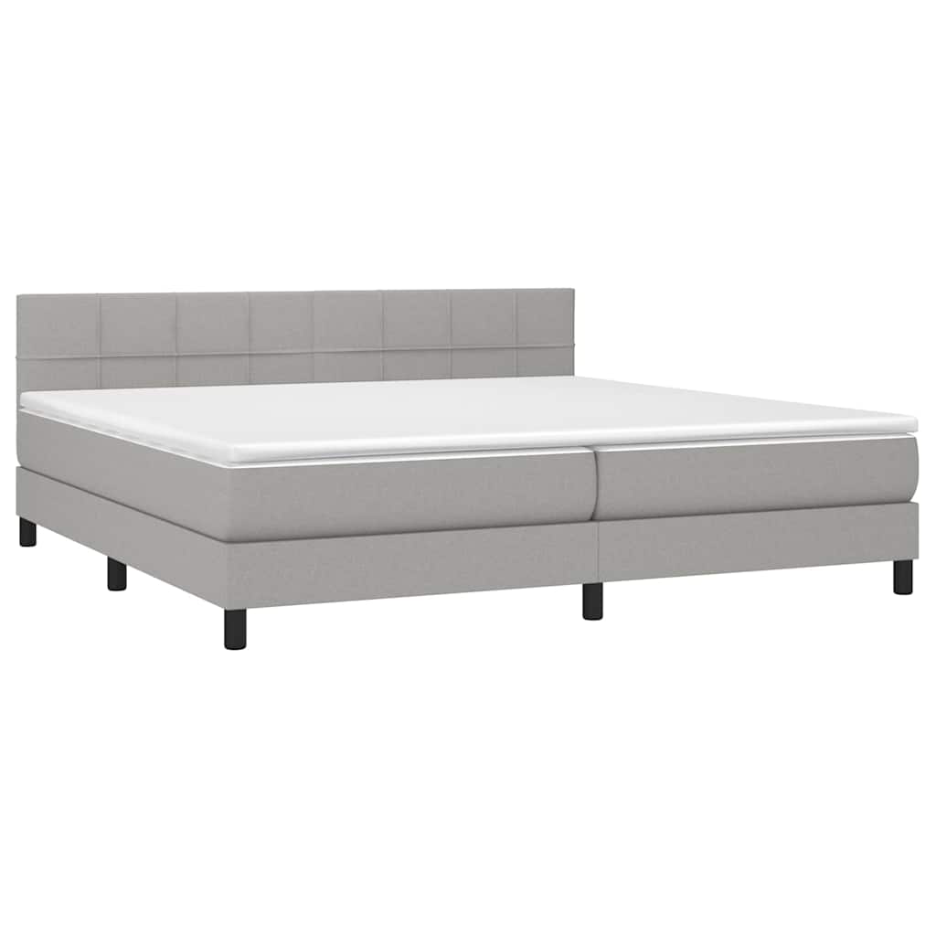 Világosszürke szövet rugós és LED-es ágy matraccal 200x200 cm 3