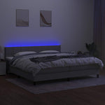Világosszürke szövet rugós és LED-es ágy matraccal 200x200 cm 4
