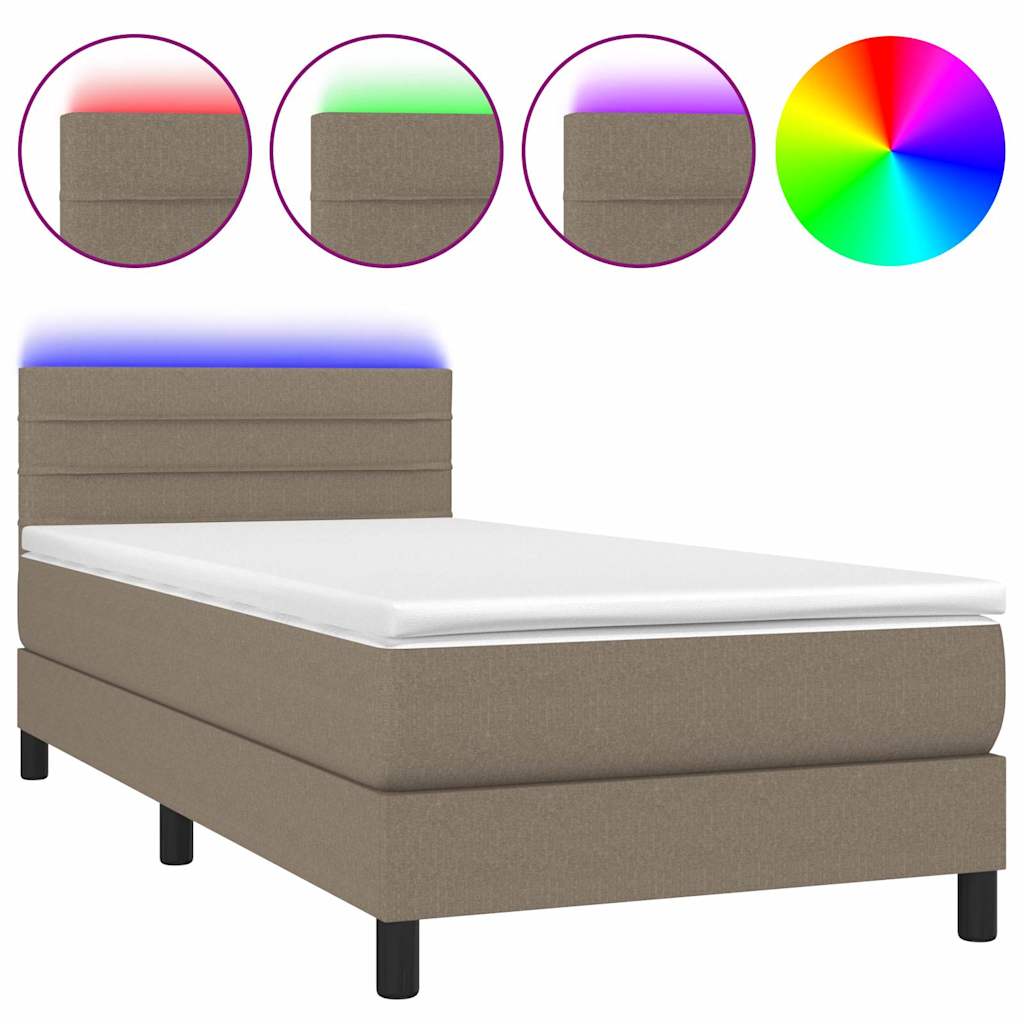 Tópszínű szövet rugós és LED-es ágy matraccal 80 x 200 cm 2