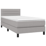Világosszürke szövet rugós és LED-es ágy matraccal 90x190 cm 3