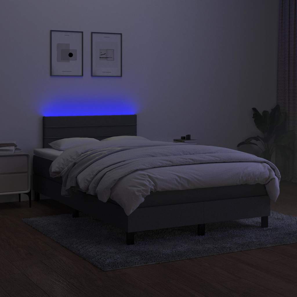 Sötétszürke szövet rugós és LED-es ágy matraccal 120 x 200 cm 4