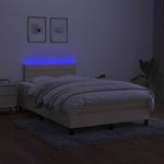 Krémszínű szövet rugós és LED-es ágy matraccal 120 x 200 cm 4