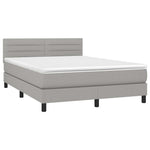 Világosszürke szövet rugós és LED-es ágy matraccal 140x190 cm 3