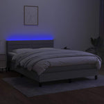 Világosszürke szövet rugós és LED-es ágy matraccal 140x190 cm 4