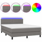 Sötétszürke szövet rugós és LED-es ágy matraccal 140x190 cm 2