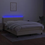 Krémszínű szövet rugós és LED-es ágy matraccal 140x190cm 4