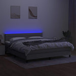 Világosszürke szövet rugós és LED-es ágy matraccal 160x200 cm 4