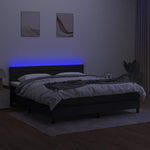 Fekete szövet rugós és LED-es ágy matraccal 180 x 200 cm 4