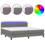 Sötétszürke szövet rugós és LED-es ágy matraccal 200x200 cm 2