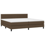Barna szövet rugós és LED-es ágy matraccal 200x200 cm 3