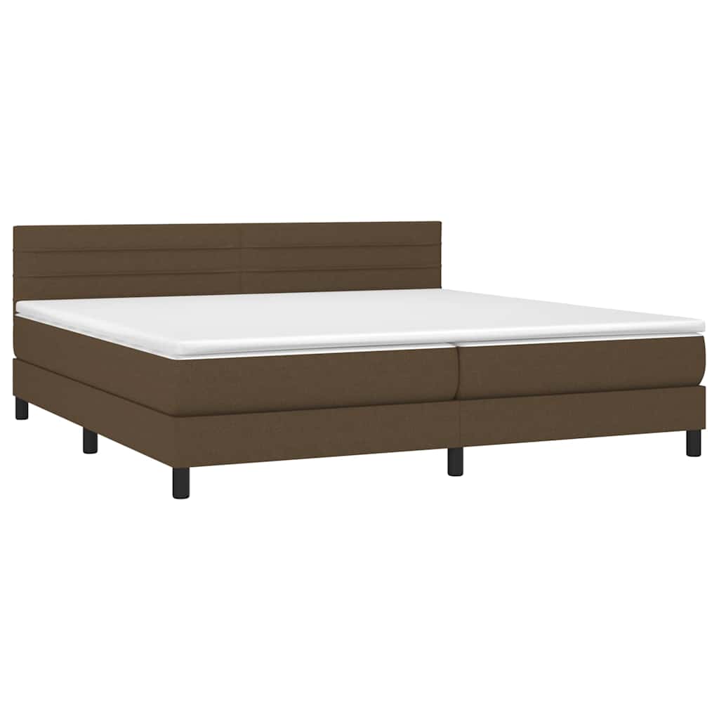 Barna szövet rugós és LED-es ágy matraccal 200x200 cm 3