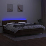 Barna szövet rugós és LED-es ágy matraccal 200x200 cm 4