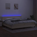 Krémszínű szövet rugós és LED-es ágy matraccal 200 x 200 cm 4