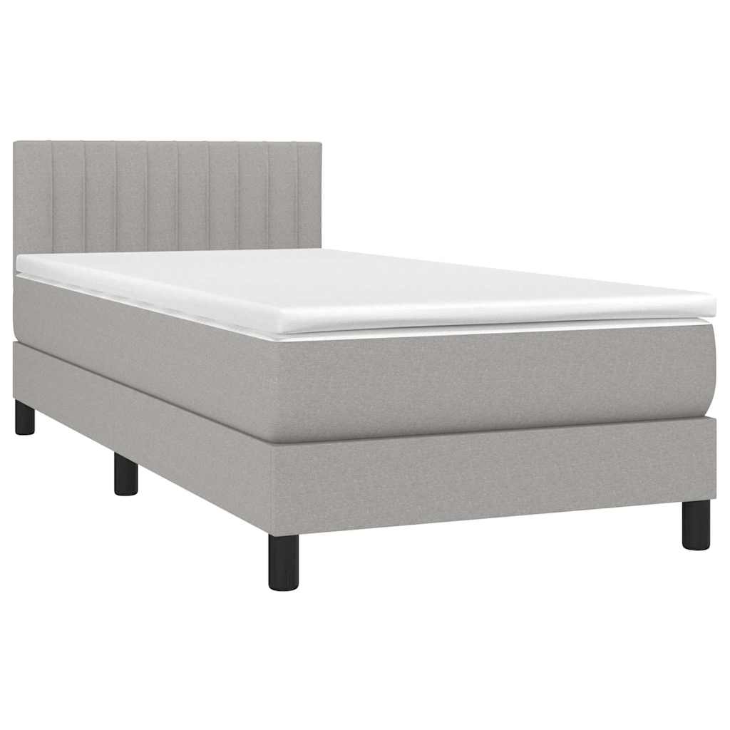 Világosszürke szövet rugós és LED-es ágy matraccal 80 x 200 cm 3