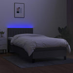 Sötétszürke szövet rugós és LED-es ágy matraccal 80 x 200 cm 4