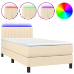 Krémszínű szövet rugós és LED-es ágy matraccal 80 x 200 cm 2