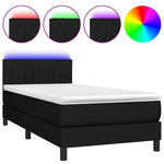 Fekete szövet rugós és LED-es ágy matraccal 90x190 cm 2
