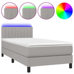 Világosszürke szövet rugós és LED-es ágy matraccal 100x200 cm 2