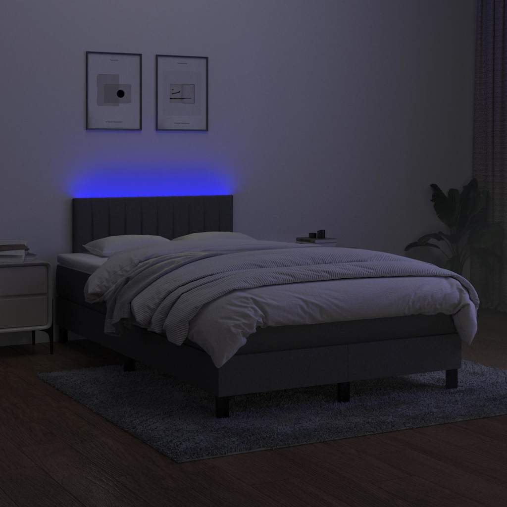 Sötétszürke szövet rugós és LED-es ágy matraccal 120 x 200 cm 4