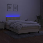 Krémszínű szövet rugós és LED-es ágy matraccal 120 x 200 cm 4