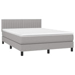 Világosszürke szövet rugós és LED-es ágy matraccal 140x190 cm 3