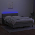 Világosszürke szövet rugós és LED-es ágy matraccal 140x190 cm 4