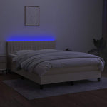 Krémszínű szövet rugós és LED-es ágy matraccal 140x190cm 4