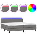 Sötétszürke szövet rugós és LED-es ágy matraccal 200x200 cm 2
