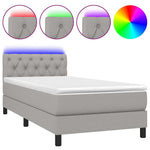 Világosszürke szövet rugós és LED-es ágy matraccal 80 x 200 cm 2