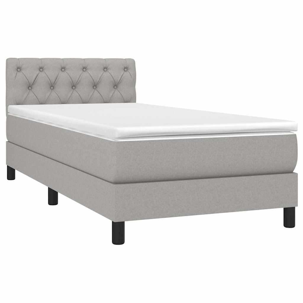 Világosszürke szövet rugós és LED-es ágy matraccal 80 x 200 cm 3