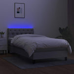 Világosszürke szövet rugós és LED-es ágy matraccal 80 x 200 cm 4