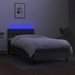 Sötétszürke szövet rugós és LED-es ágy matraccal 80 x 200 cm 4