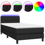 Fekete szövet rugós és LED-es ágy matraccal 90x190 cm 2
