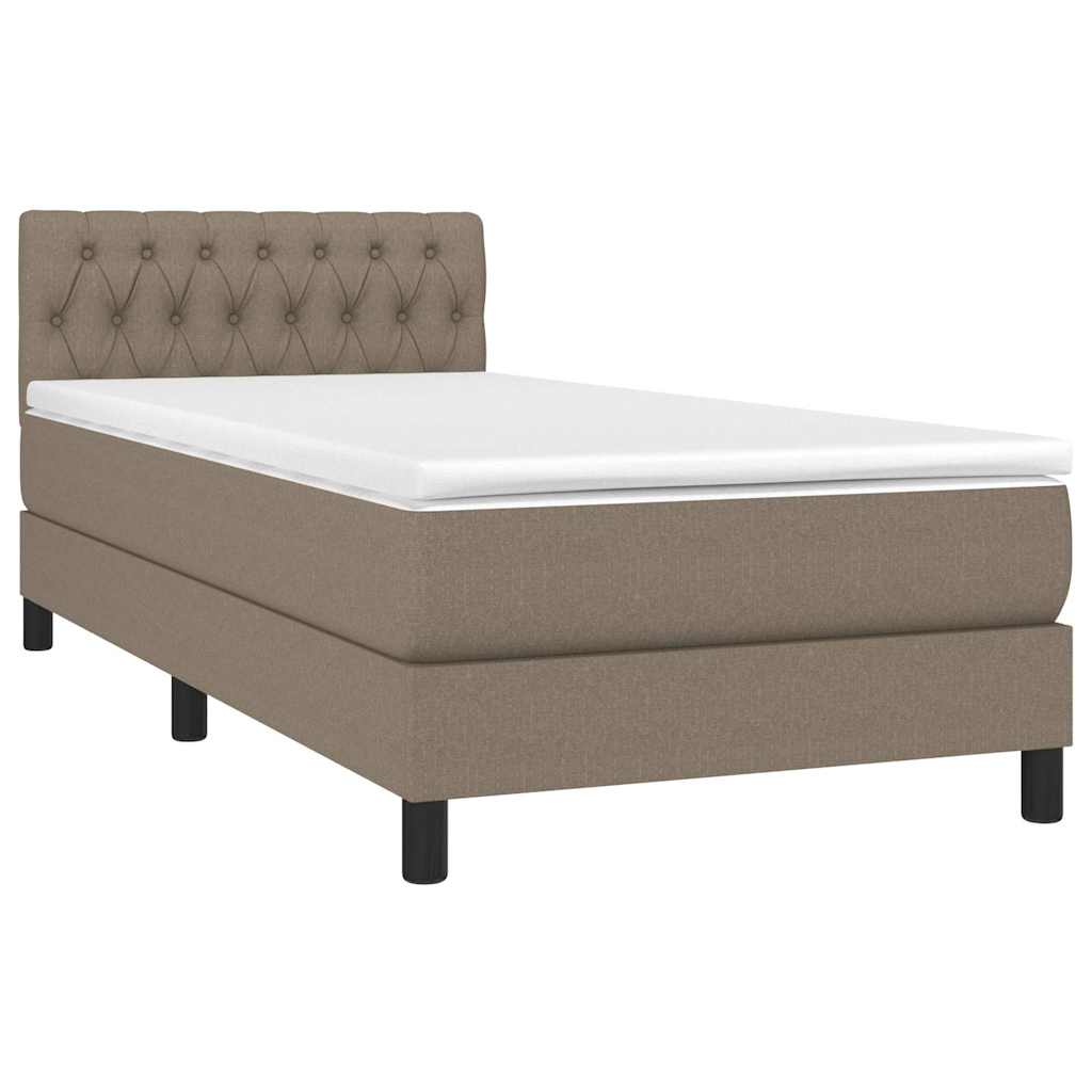 Tópszínű szövet rugós és LED-es ágy matraccal 90x190 cm 3