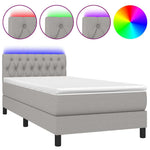 Világosszürke szövet rugós és LED-es ágy matraccal 100x200 cm 2