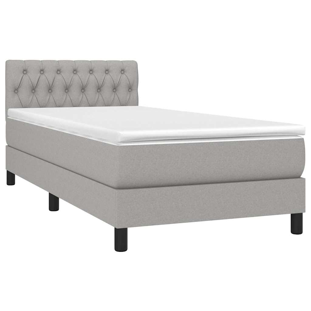 Világosszürke szövet rugós és LED-es ágy matraccal 100x200 cm 3